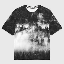 Мужская футболка оверсайз Мрачный лес - туман