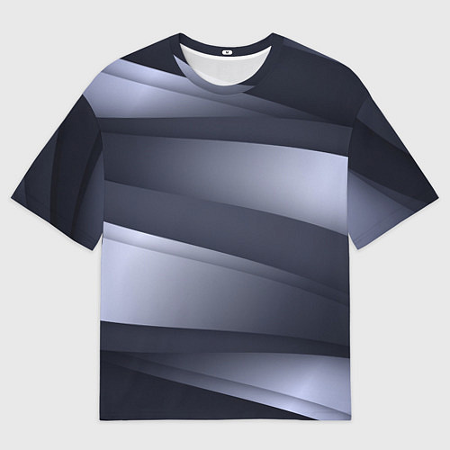 Мужская футболка оверсайз Серо-белая Волна / 3D-принт – фото 1