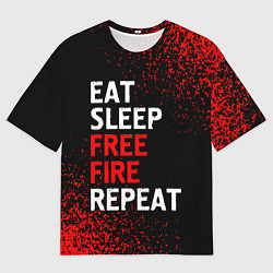 Мужская футболка оверсайз Eat Sleep Free Fire Repeat Арт
