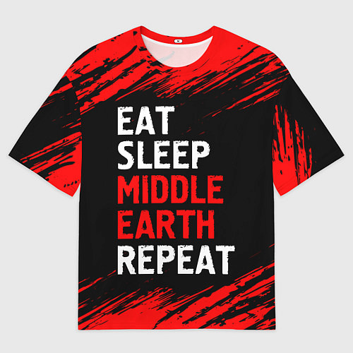 Мужская футболка оверсайз Eat Sleep Middle Earth Repeat Краски / 3D-принт – фото 1