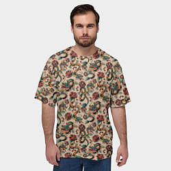 Футболка оверсайз мужская ДРАКОН И РОЗА, цвет: 3D-принт — фото 2