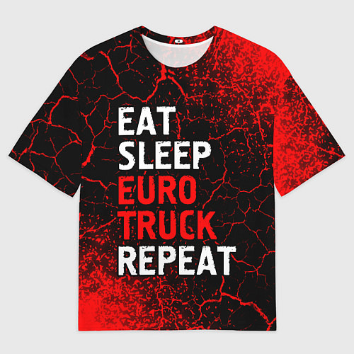 Мужская футболка оверсайз Eat Sleep Euro Truck Repeat Спрей / 3D-принт – фото 1
