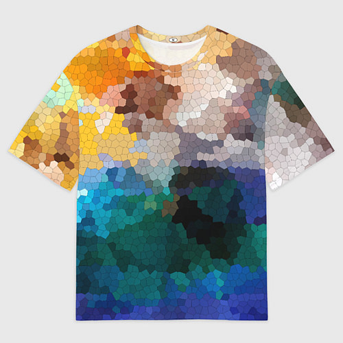Мужская футболка оверсайз Осенний мозаичный узор / 3D-принт – фото 1