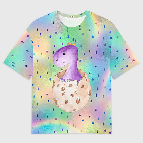 Мужская футболка оверсайз Малыш динозаврик / 3D-принт – фото 1