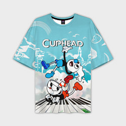 Мужская футболка оверсайз Cuphead 2 чашечки