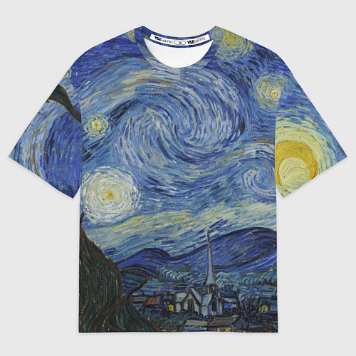 Мужская футболка оверсайз Звездная ночь Ван Гога / 3D-принт – фото 1
