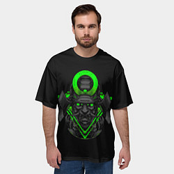 Футболка оверсайз мужская Неоновый Они Самурай, цвет: 3D-принт — фото 2