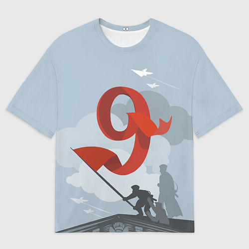 Мужская футболка оверсайз Знамя ДЕНЬ ПОБЕДЫ / 3D-принт – фото 1