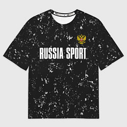 Футболка оверсайз мужская РОССИЯ - ГЕРБ Russia Sport, цвет: 3D-принт