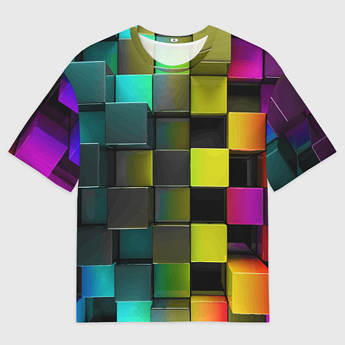 Мужская футболка оверсайз Colored Geometric 3D pattern / 3D-принт – фото 1