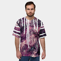 Футболка оверсайз мужская Абстракция Гранж Потеки краски Бордовый и белый, цвет: 3D-принт — фото 2