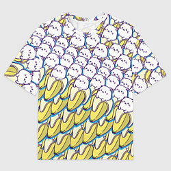 Мужская футболка оверсайз Котики и бананы Паттерн Лето