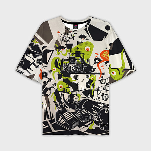 Мужская футболка оверсайз Cyber pattern Skull Vanguard Fashion / 3D-принт – фото 1