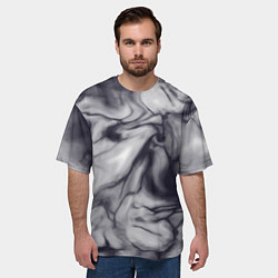 Футболка оверсайз мужская Бело-черный тай-дай, цвет: 3D-принт — фото 2