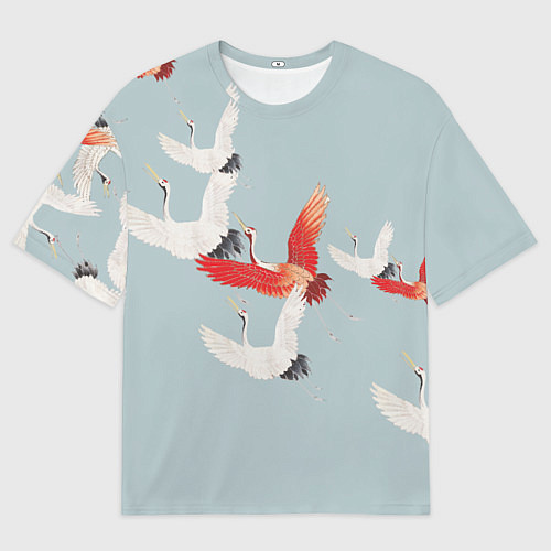 Мужская футболка оверсайз Стая журавлей / 3D-принт – фото 1