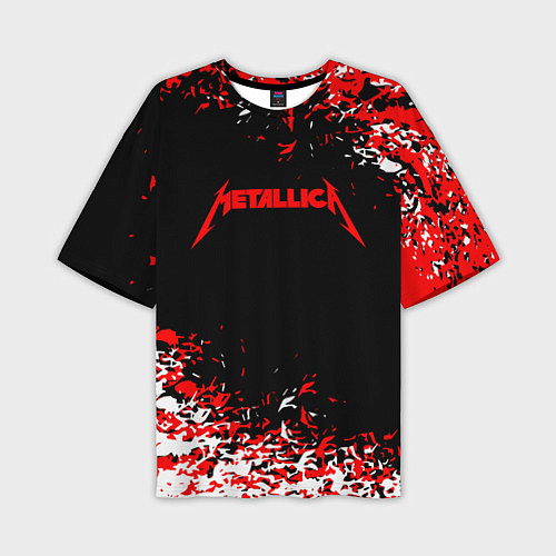 Мужская футболка оверсайз Metallica текстура белая красная / 3D-принт – фото 1