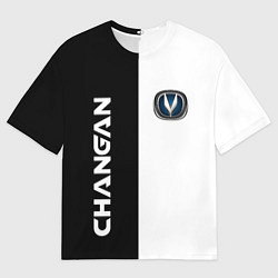 Футболка оверсайз мужская CHANGAN ЧЕРНО БЕЛЫЙ, цвет: 3D-принт