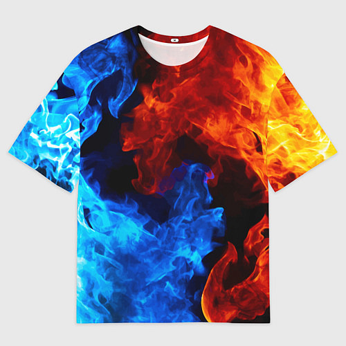 Мужская футболка оверсайз Огонь - Вода Инь - Янь / 3D-принт – фото 1