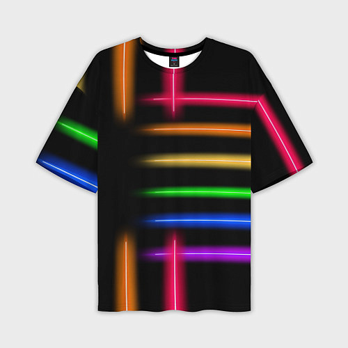 Мужская футболка оверсайз Неоновое свечение Minimalism Neon / 3D-принт – фото 1