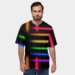 Футболка оверсайз мужская Неоновое свечение Minimalism Neon, цвет: 3D-принт — фото 2