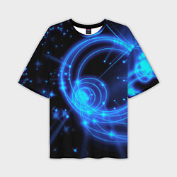 Мужская футболка оверсайз Неоновый космос Neon space