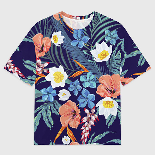 Мужская футболка оверсайз Цветы Экзотические / 3D-принт – фото 1