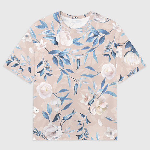 Мужская футболка оверсайз Цветы Нежные / 3D-принт – фото 1