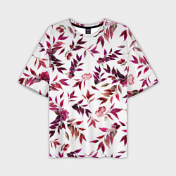 Мужская футболка оверсайз Цветы Летние Розовые