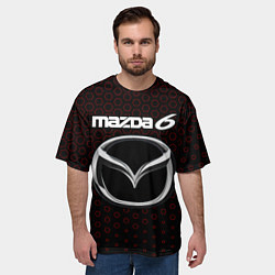 Футболка оверсайз мужская MAZDA 6 - Соты, цвет: 3D-принт — фото 2