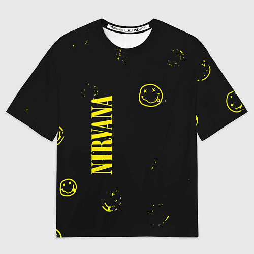 Мужская футболка оверсайз Nirvana паттерн смайлы / 3D-принт – фото 1
