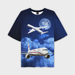Мужская футболка оверсайз Пассажирский самолет Ту-214