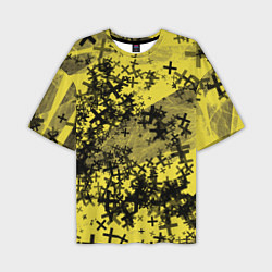 Футболка оверсайз мужская Кресты и хаос На желтом Коллекция Get inspired! Fl, цвет: 3D-принт