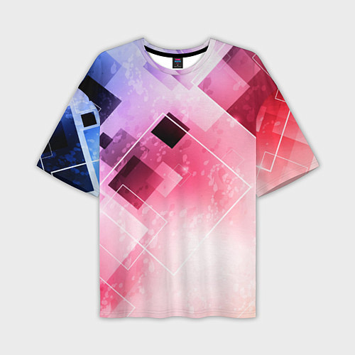 Мужская футболка оверсайз Розово-голубая абстрактная геометрия / 3D-принт – фото 1