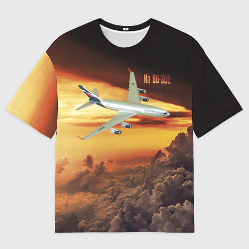 Мужская футболка оверсайз Гражданский самолет Ил 96-300 / 3D-принт – фото 1