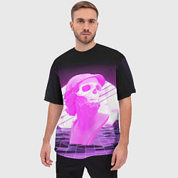 Футболка оверсайз мужская Vaporwave Skull Психоделика, цвет: 3D-принт — фото 2