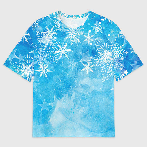 Мужская футболка оверсайз Новогодние снежинки / 3D-принт – фото 1