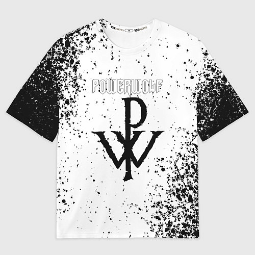 Мужская футболка оверсайз Powerwolf знак / 3D-принт – фото 1
