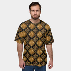 Футболка оверсайз мужская Классический узор - ромбы, цвет: 3D-принт — фото 2