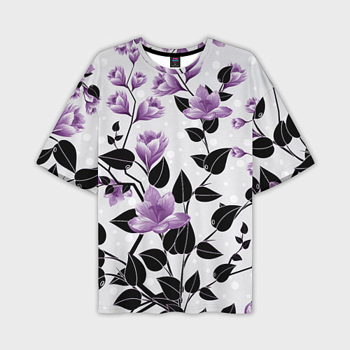 Мужская футболка оверсайз Распустившиеся фиолетовые цветы / 3D-принт – фото 1