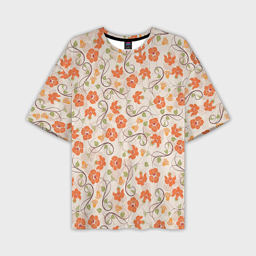 Мужская футболка оверсайз Оранжевый вьюнок / 3D-принт – фото 1