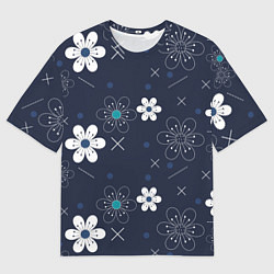 Футболка оверсайз мужская Ночные цветы на ночной поляне, цвет: 3D-принт