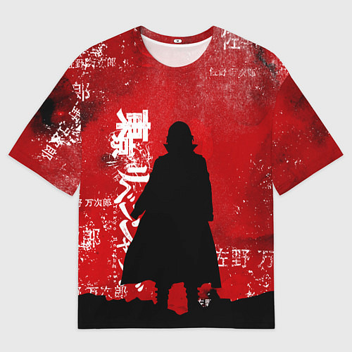Мужская футболка оверсайз МАЙКИ САНО МАНДЗИРО БАГРОВЫЙ / 3D-принт – фото 1