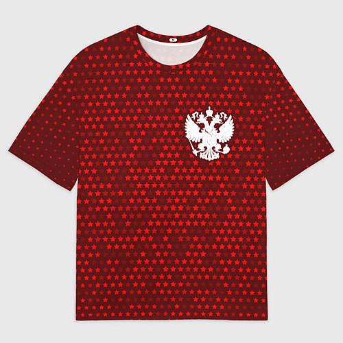 Мужская футболка оверсайз RUSSIA - ГЕРБ Космос / 3D-принт – фото 1