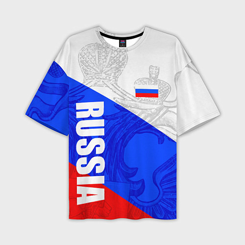 Мужская футболка оверсайз RUSSIA - SPORTWEAR - ТРИКОЛОР / 3D-принт – фото 1