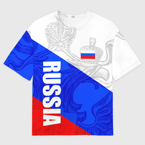 Мужская футболка оверсайз RUSSIA - SPORTWEAR - ТРИКОЛОР / 3D-принт – фото 1