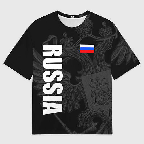 Мужская футболка оверсайз RUSSIA - BLACK EDITION / 3D-принт – фото 1