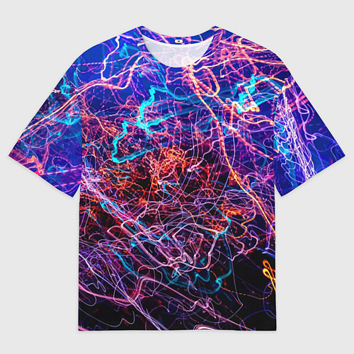 Мужская футболка оверсайз Красочный неоновый паттерн Импрессионизм / 3D-принт – фото 1