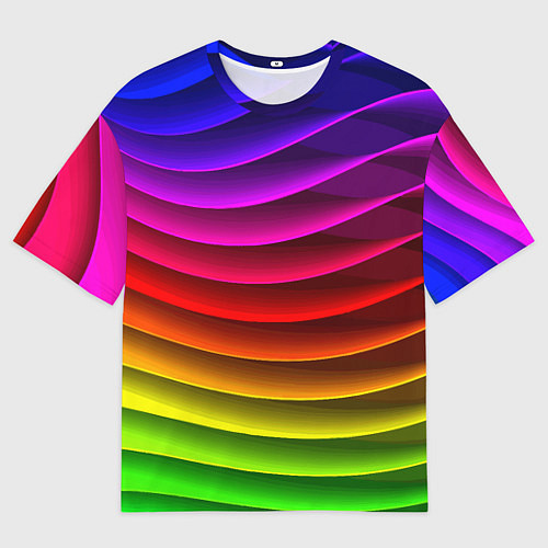 Мужская футболка оверсайз Color line neon pattern Abstraction Summer 2023 / 3D-принт – фото 1