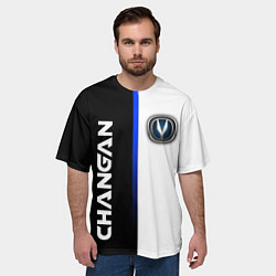 Футболка оверсайз мужская ЧАНГАН CHANGAN СИНЯЯ ЛИНИЯ, цвет: 3D-принт — фото 2