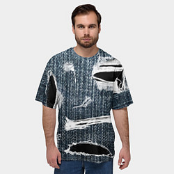 Футболка оверсайз мужская Джинсовое рваньё Fashion trend, цвет: 3D-принт — фото 2